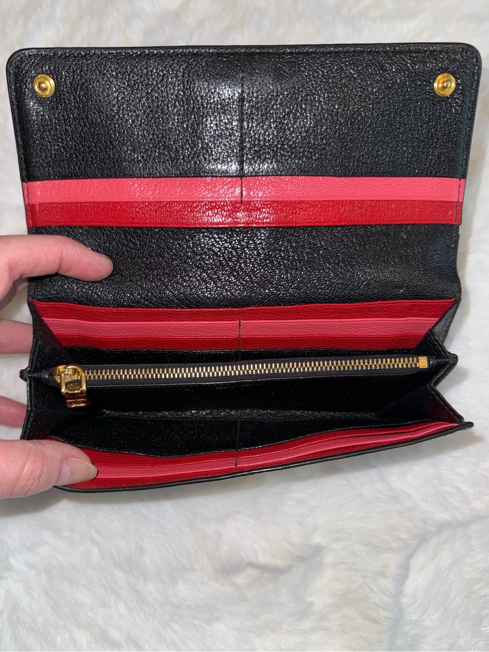 Miu Miu Black Leather Continental Flap Wallet with Gold Logo - Picture 9 of 14